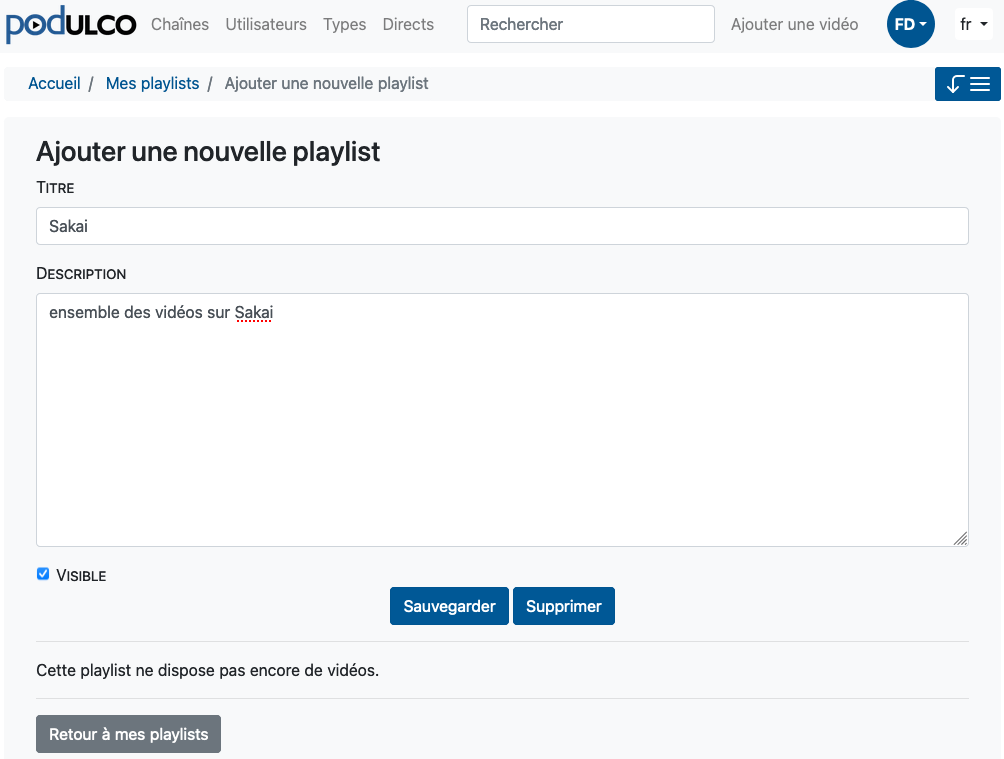 formulaire playlist