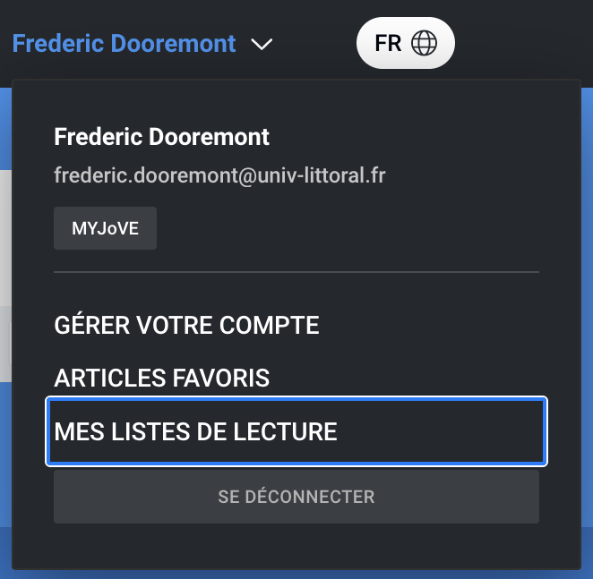 Acces depuis le menu de jove à mes listes de lecture